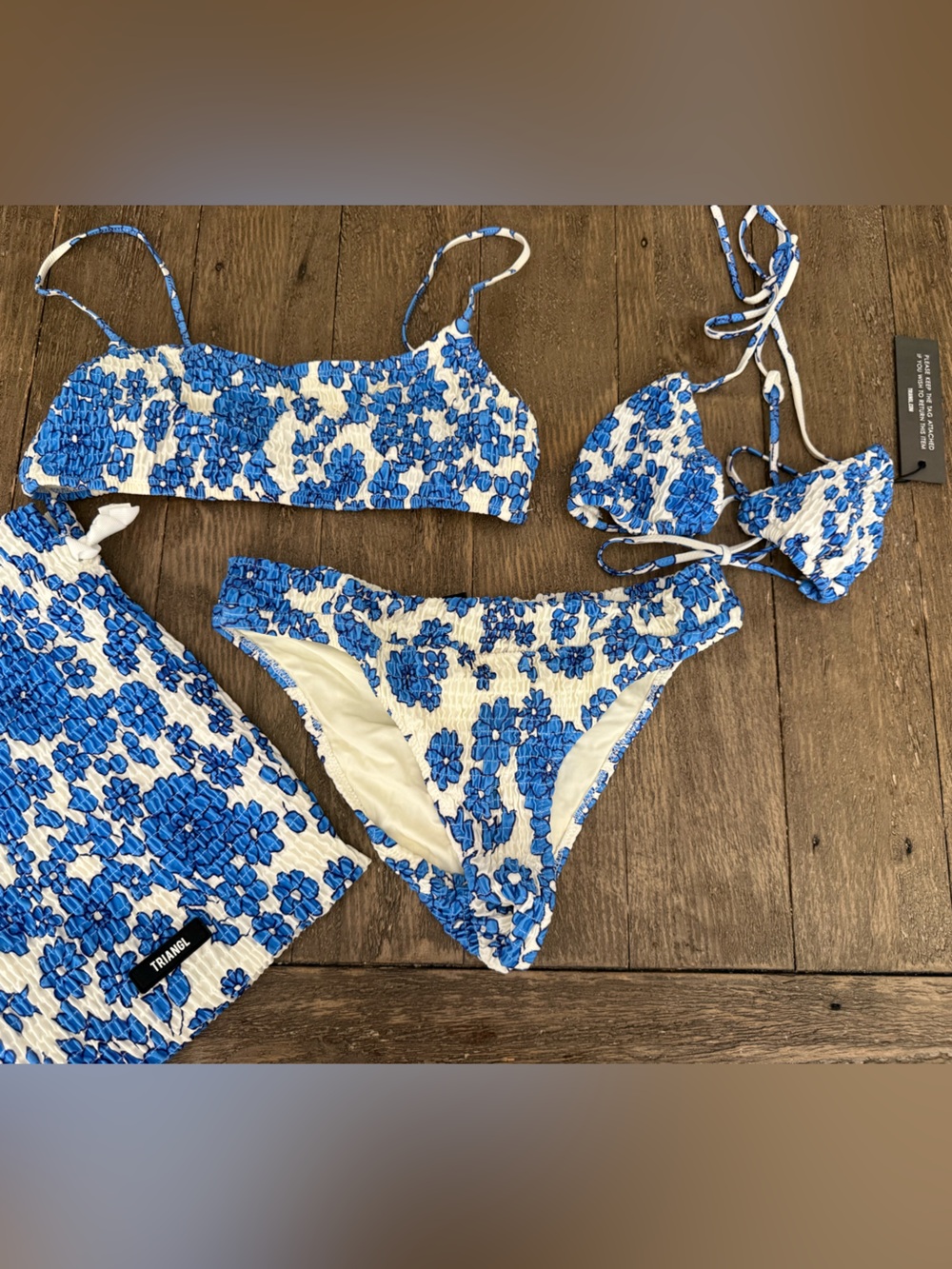 triangl swimwear Blue and White Floral Bikini